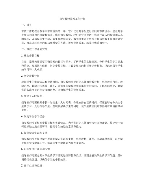 指导教师带教工作计划