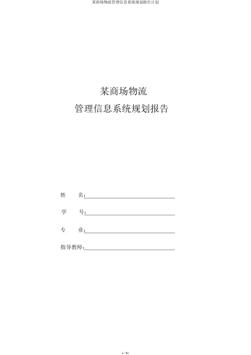 某超市物流管理信息系统规划报告计划