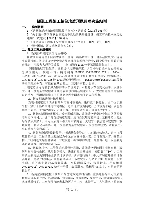 隧道工程施工超前地质预报监理实施细则6页word文档