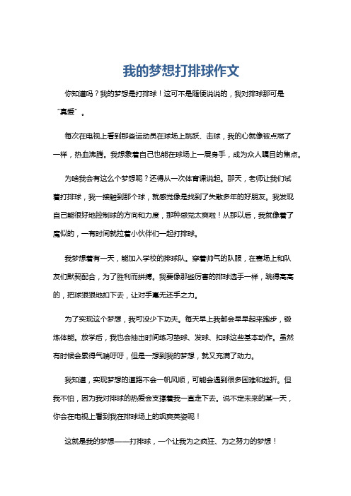 我的梦想打排球作文