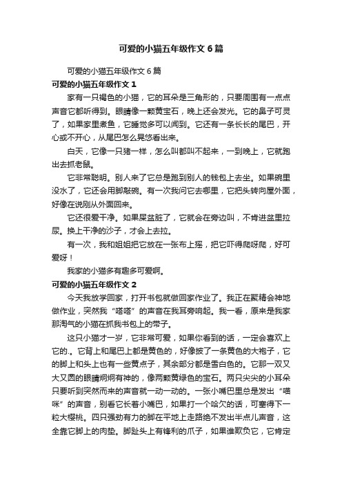 可爱的小猫五年级作文6篇