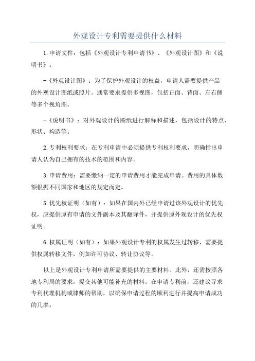 外观设计专利需要提供什么材料