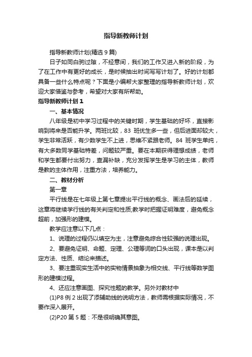 指导新教师计划