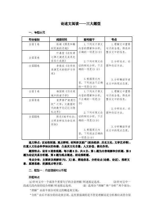 高考语文复习：论述文阅读——三大题型