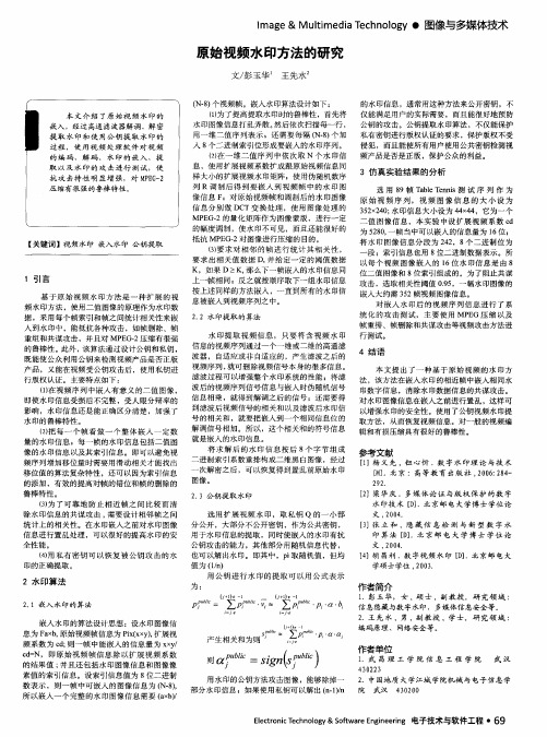 原始视频水印方法的研究