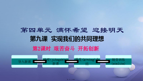 九年级政治全册第四单元满怀希望迎接明天第九课实现我们的共同理想第2框艰苦奋斗开拓创新课件新人教版