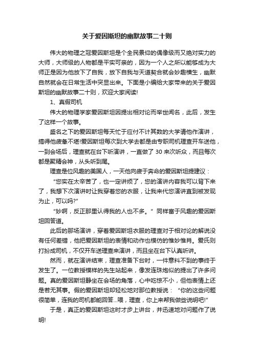 关于爱因斯坦的幽默故事二十则