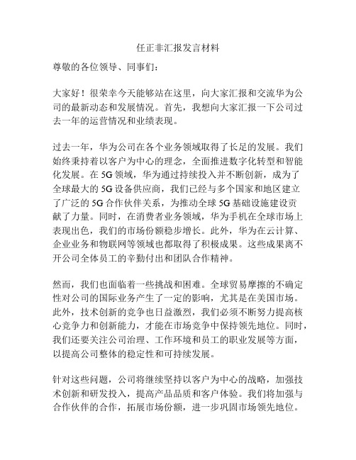 任正非汇报发言材料