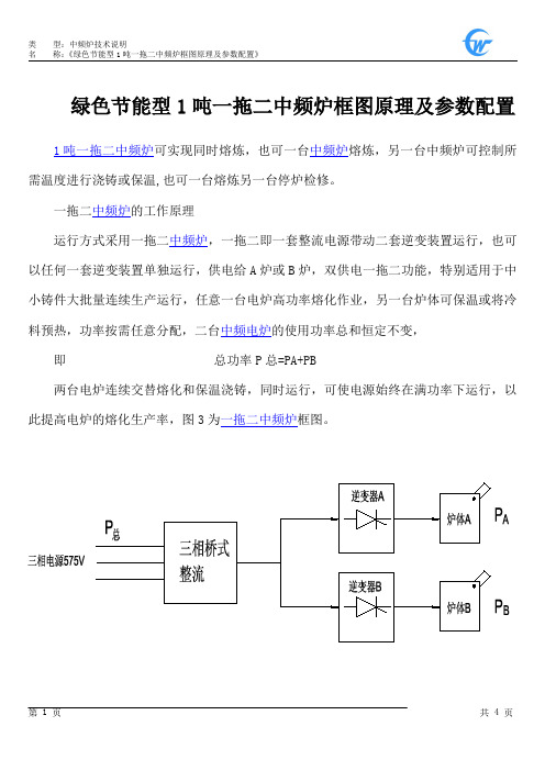 绿色节能型1吨一拖二中频炉框图原理及参数配置