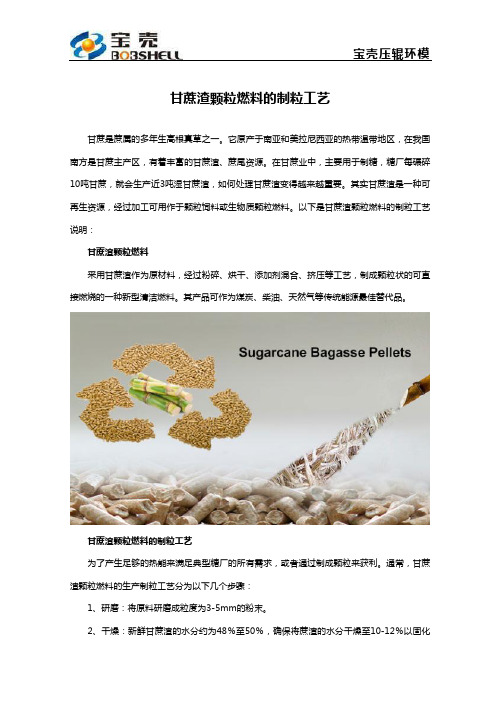 甘蔗渣颗粒燃料的制粒工艺