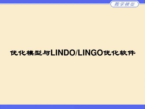 优化模型与lindo软件