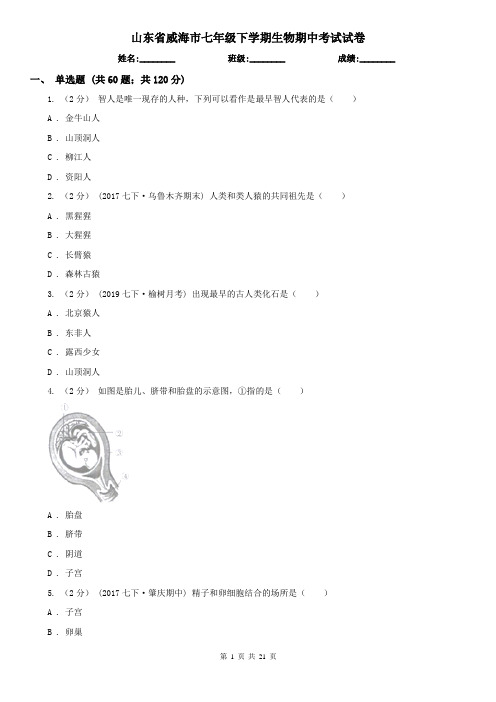 山东省威海市七年级下学期生物期中考试试卷