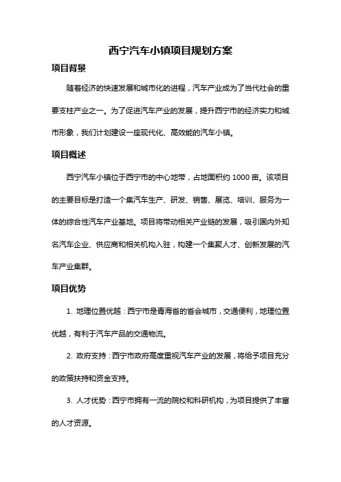 西宁汽车小镇项目规划方案