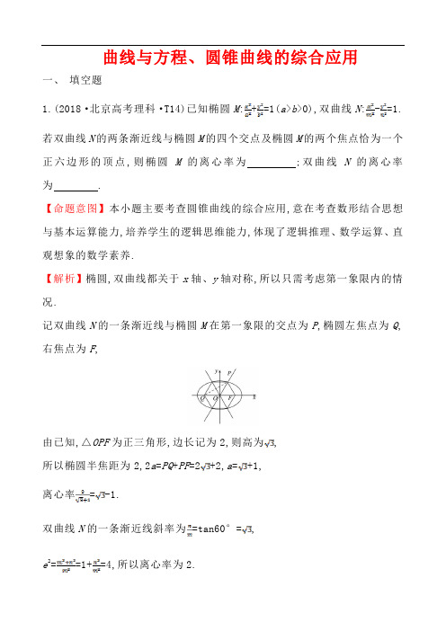 高考文数考点解析  曲线与方程、圆锥曲线的综合应用