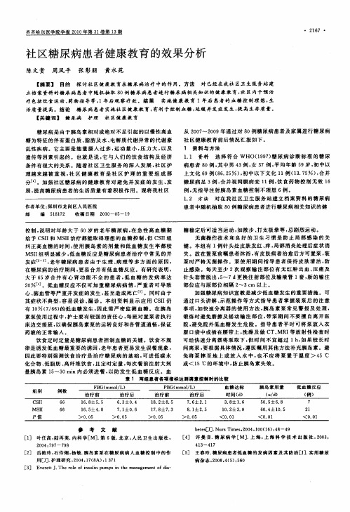 社区糖尿病患者健康教育的效果分析