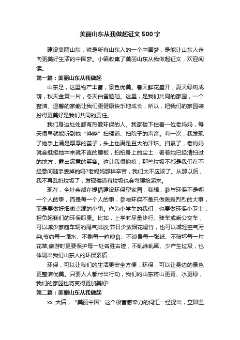 美丽山东从我做起征文500字