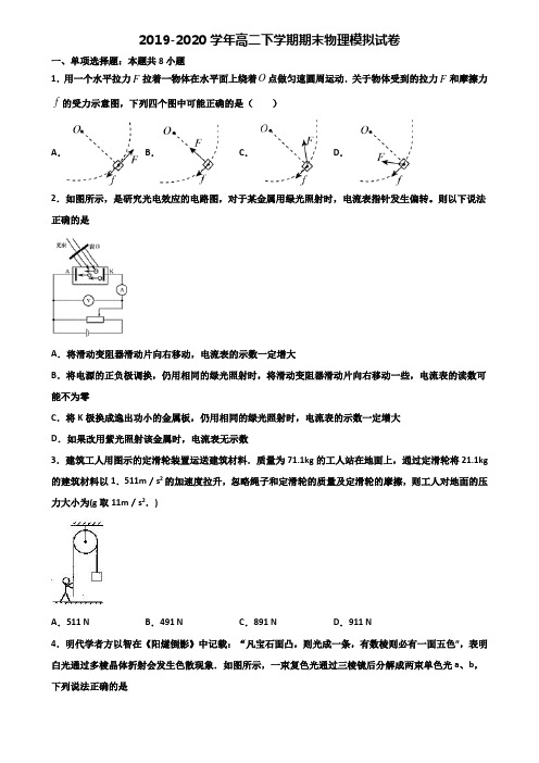 吉林省吉林市2019-2020学年高二下学期期末2份物理检测试题