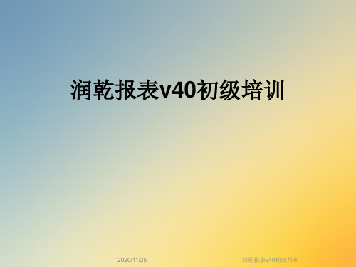 润乾报表v40初级培训