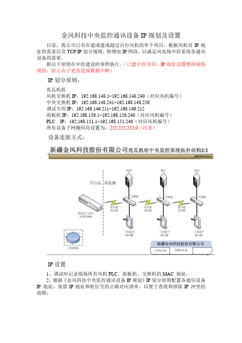 中控通讯设备IP规划及PLCIP设置(20100325)