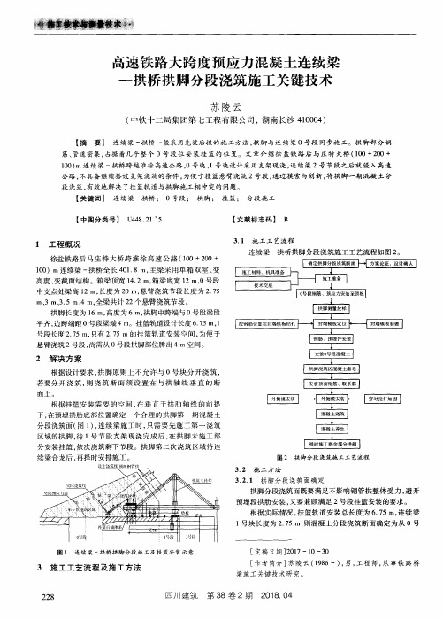 高速铁路大跨度预应力混凝土连续梁—拱桥拱脚分段浇筑施工关键技术