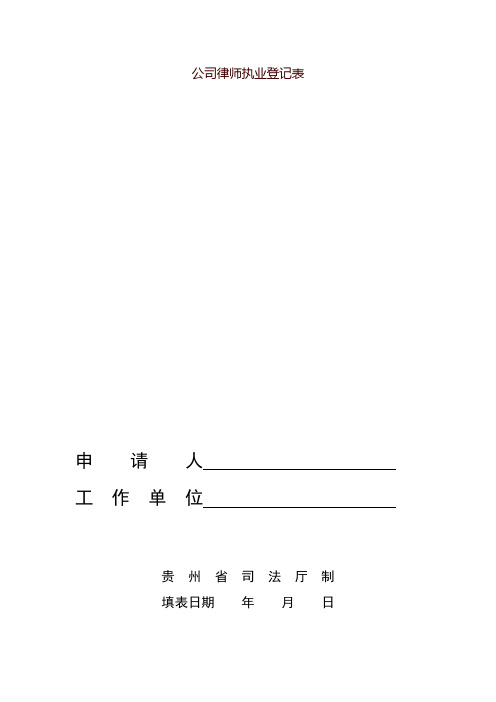 公司律师执业登记表