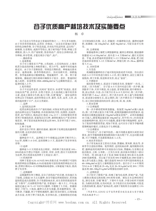 谷子优质高产栽培技术及实施要点