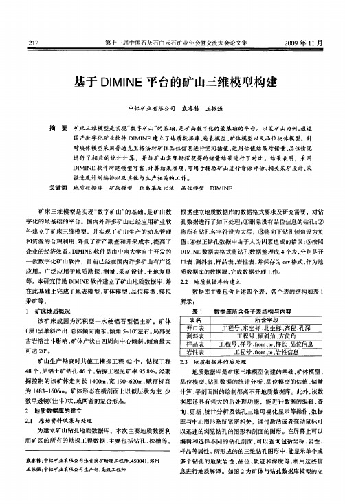 基于DIMINE平台的矿山三维模型构建