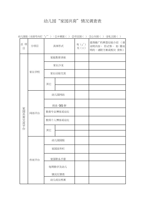 家园共育调查问卷