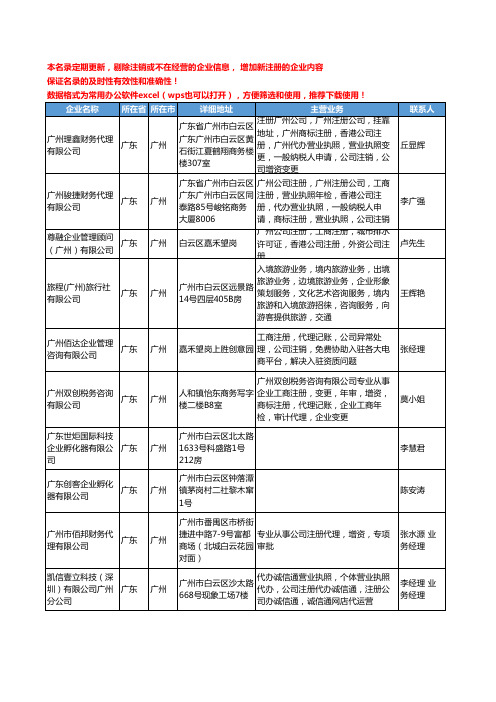 2020新版广东省广州公司注册工商企业公司名录名单黄页联系方式大全351家