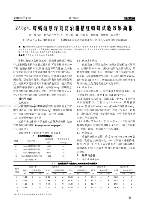 240gL螺螨酯悬浮剂防治柑桔红蜘蛛试验效果简报