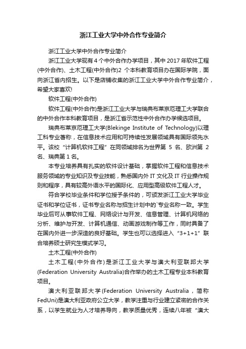 浙江工业大学中外合作专业简介