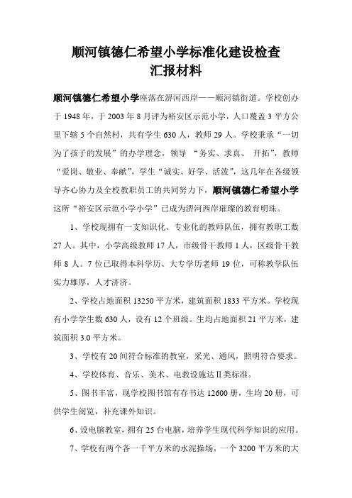 顺河镇德仁希望小学标准化建设检查