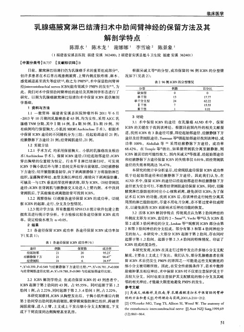 乳腺癌腋窝淋巴结清扫术中肋间臂神经的保留方法及其解剖学特点’