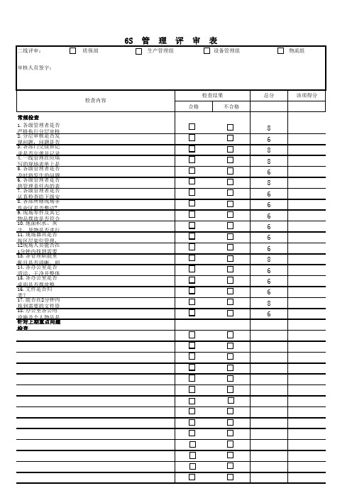 6S管理评审表(二线)