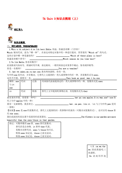 2023年七年级英语上册Unit3Welcometoourschool知识点梳理牛津版