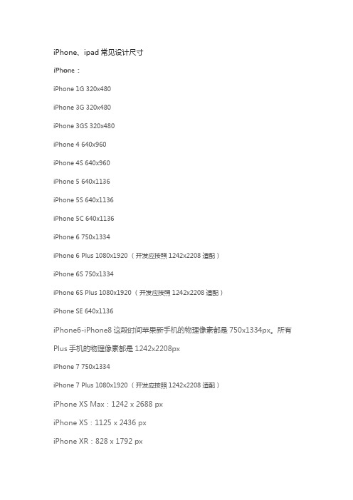 历代iphone分辨率、IOS UI设计尺寸规范