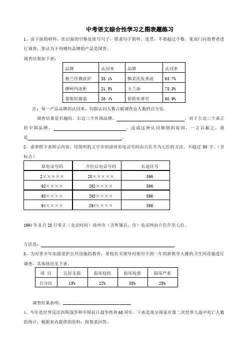 中考语文综合性学习之图表题练习