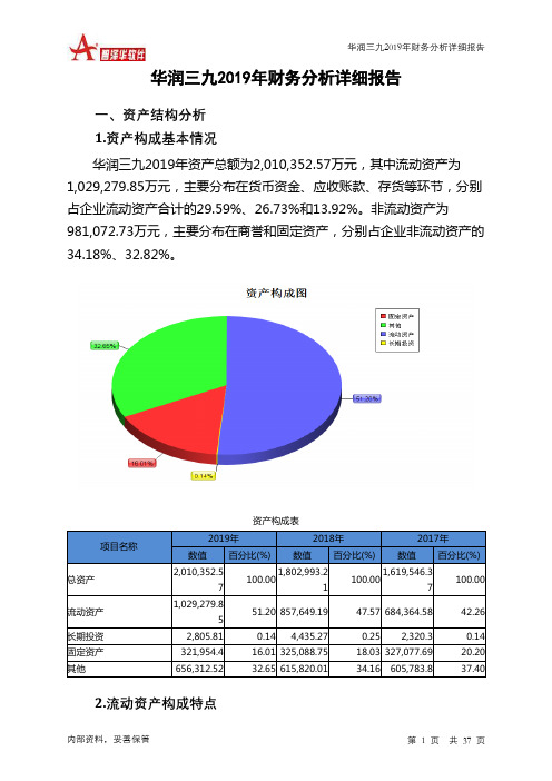 华润三九2019年财务分析详细报告