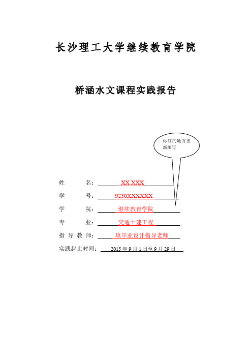 桥涵水文实践报告(模版)