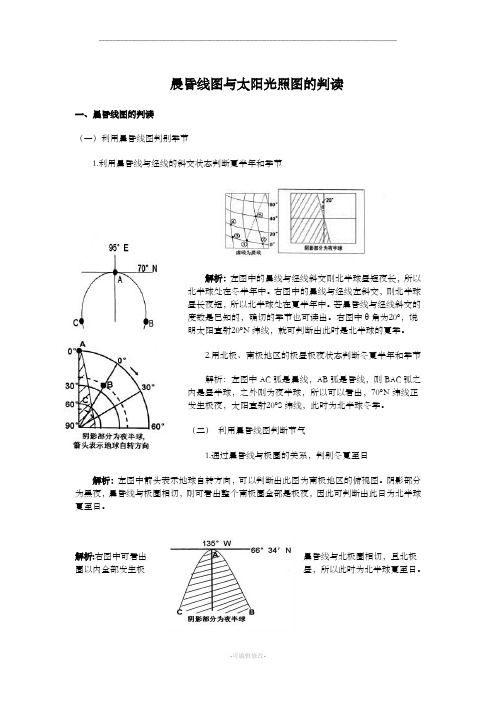 晨昏线图与太阳光照图的判读