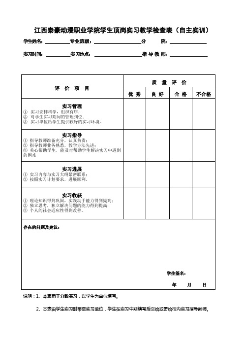 学生顶岗实训检查表