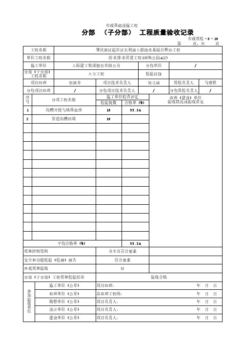 市政工程给水排水工程填写完整版