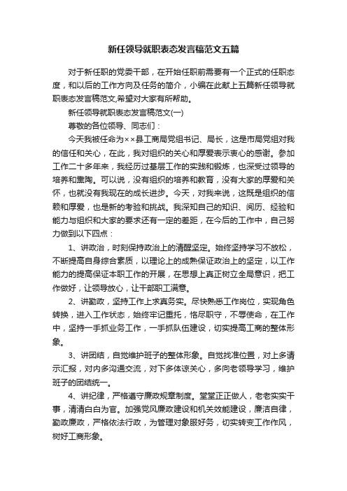 新任领导就职表态发言稿范文五篇