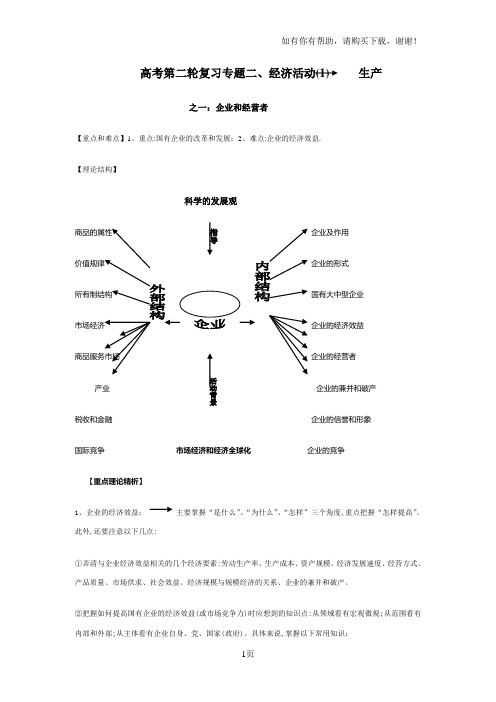 高考第二轮复习专题二、经济活动1生产