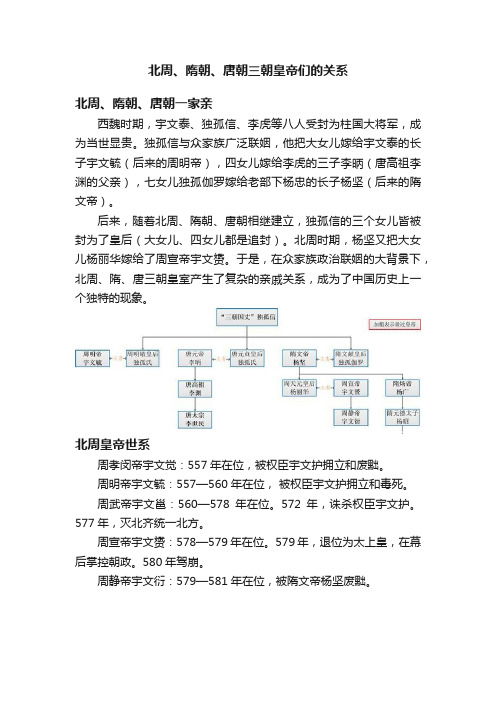 北周、隋朝、唐朝三朝皇帝们的关系