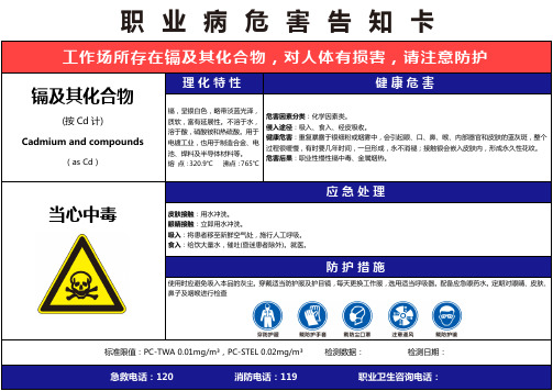 【镉及其化合物(按Cd计)】职业病危害告知卡(精编版)