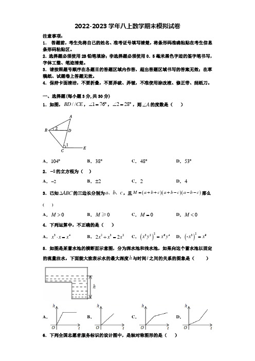 2022-2023学年浙江省杭州市杭州市萧山区高桥初级中学数学八年级第一学期期末综合测试试题含解析