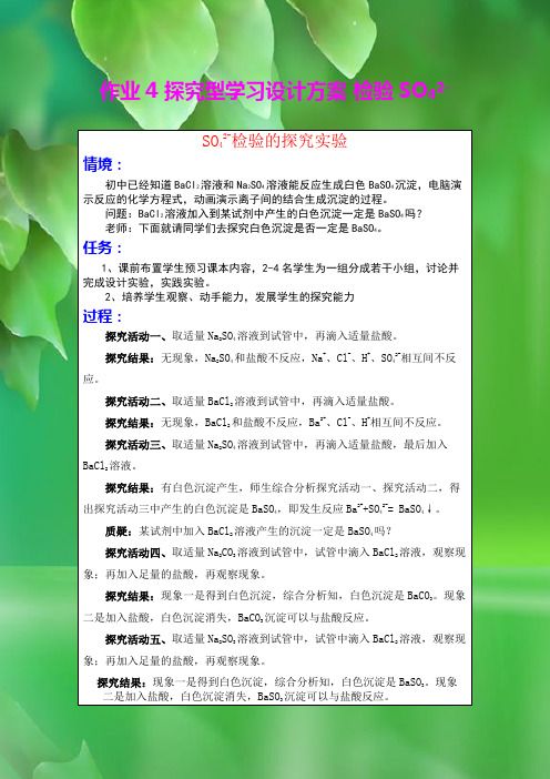 作业4+探究型学习设计方案+检验硫酸根