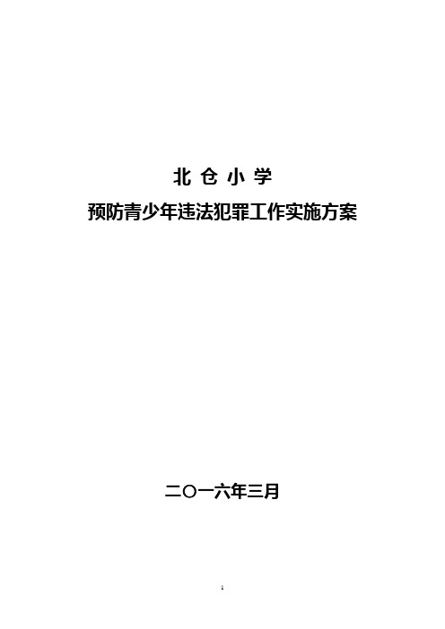 预防青少年违法犯罪工作实施方案