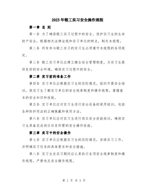 2023年锻工实习安全操作规程